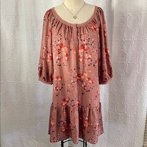 LC Lauren Conrad Blush Floral Long Sleeve Dress